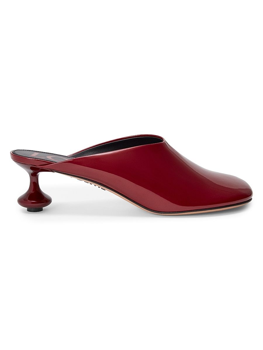 Women's Toy 45MM Patent Leather Mules - Dark Red - Size 5