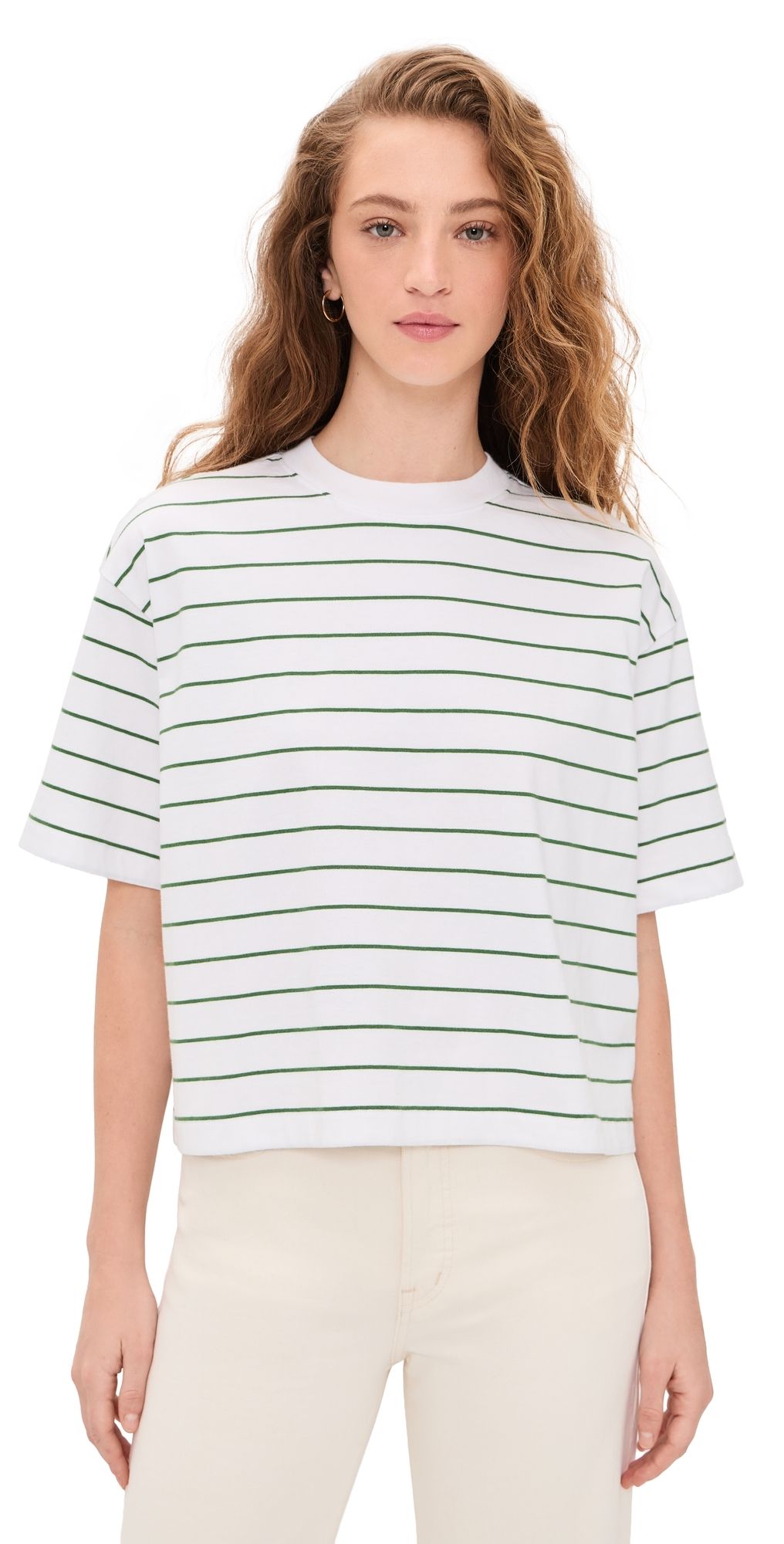 Madewell The Boxy Crop Tee French Stripe Knits S