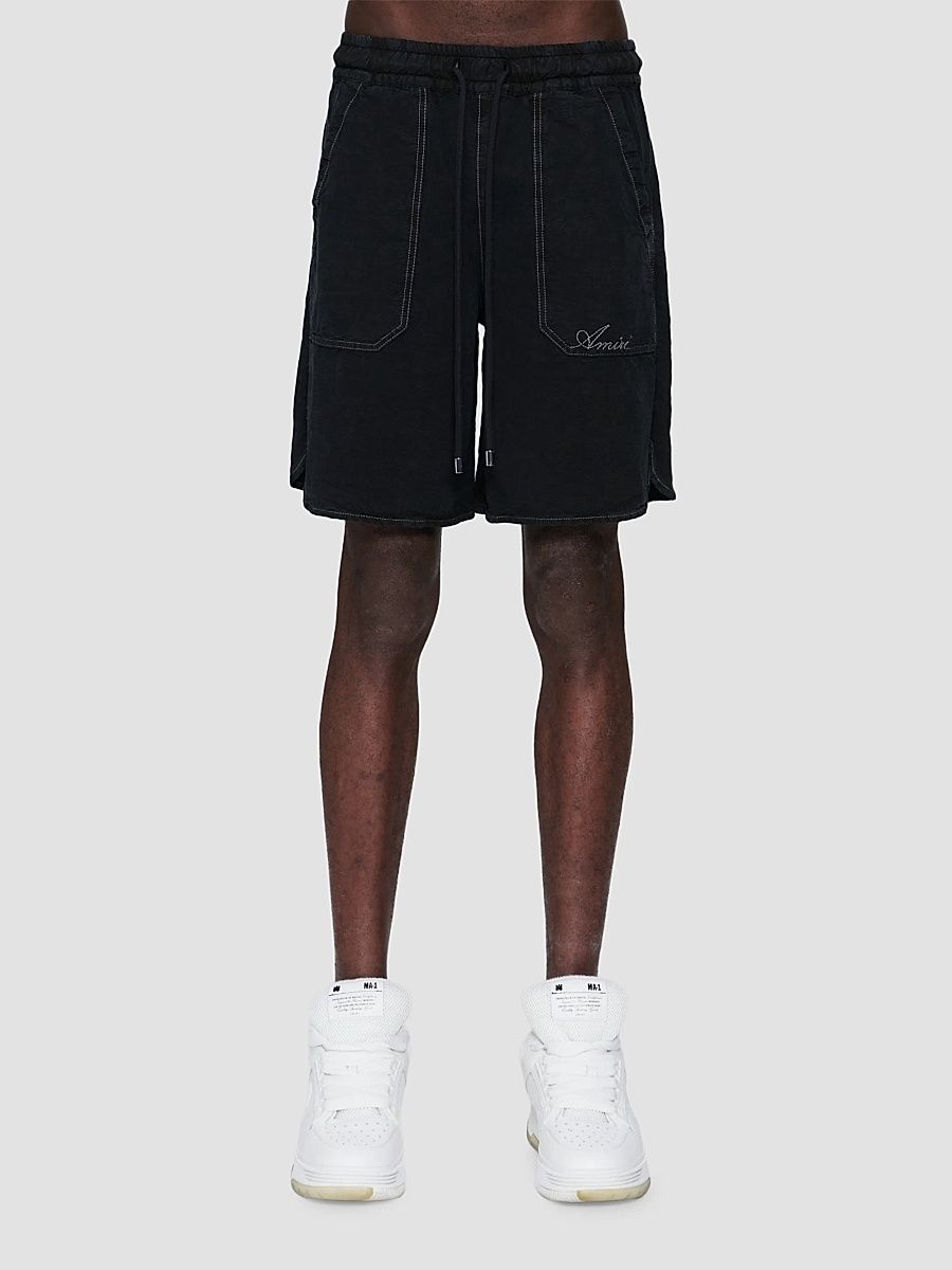 Men's Script Linen-Blend Shorts - Black - Size XS