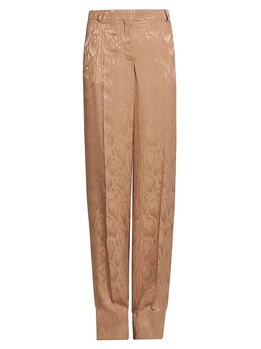Women's Cloud Leopard Jacquard Tapered Trousers - Caramel - Size 0