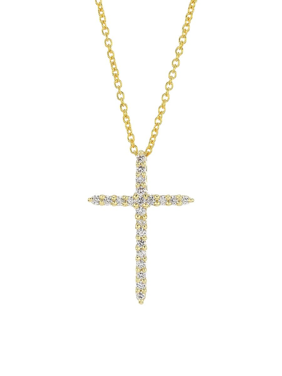 Women's Tiny Treasures 18K Yellow Gold & Diamond Cross Pendant Necklace - Yellow Gold - Size 16