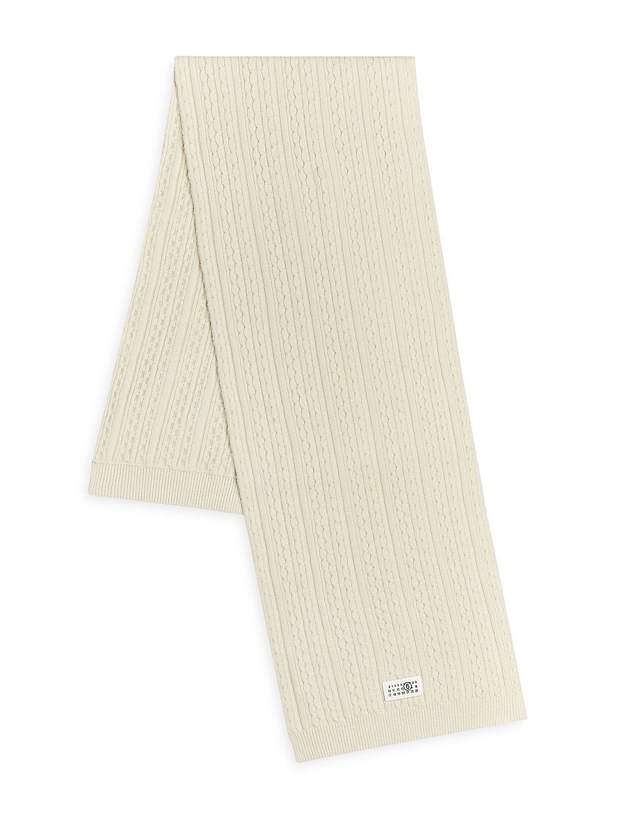 Men's Scalloped Knit Scarf - Off White