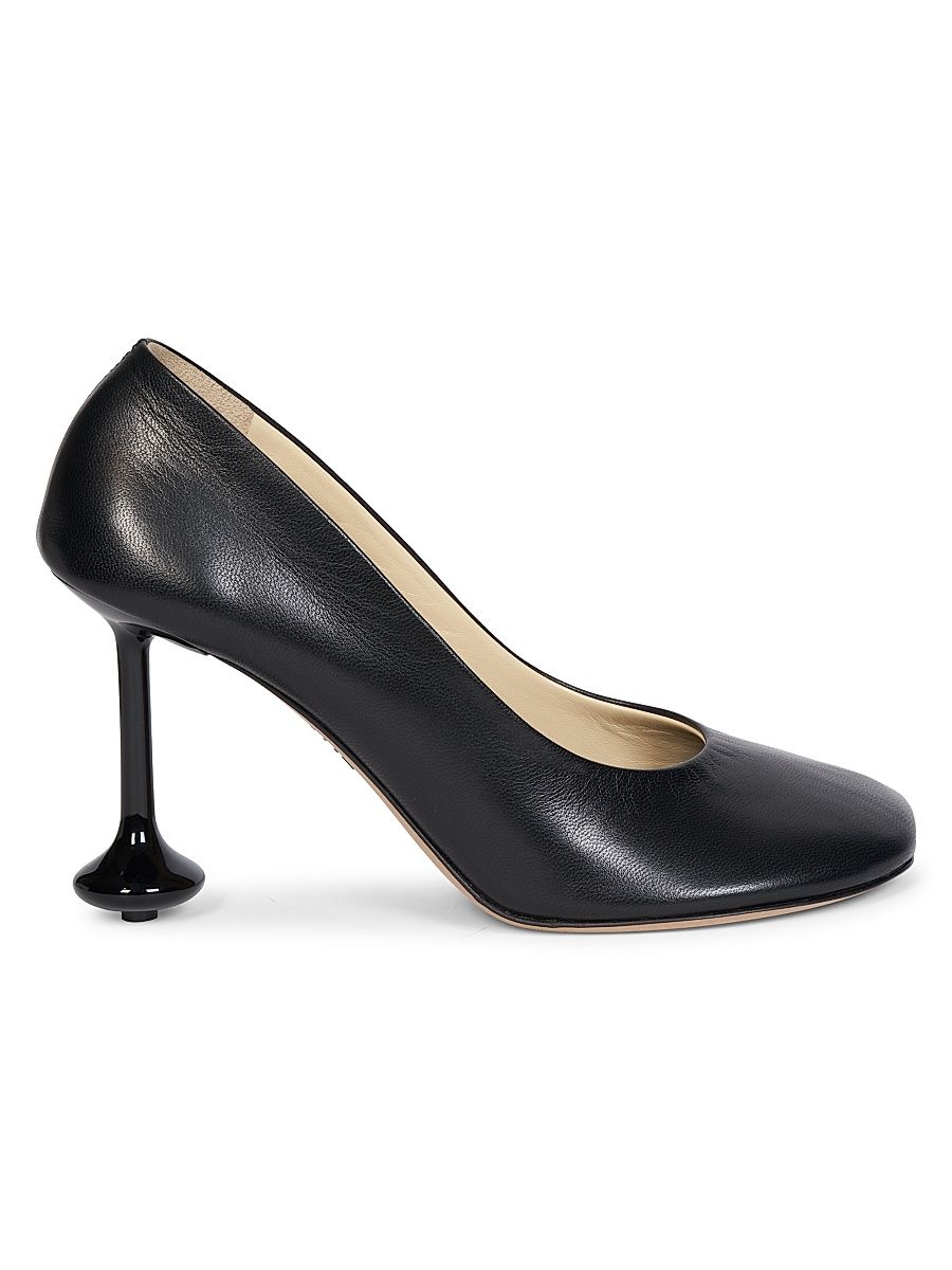 Women's Toy 90MM Square-Toe Leather Pumps - Black - Size 11