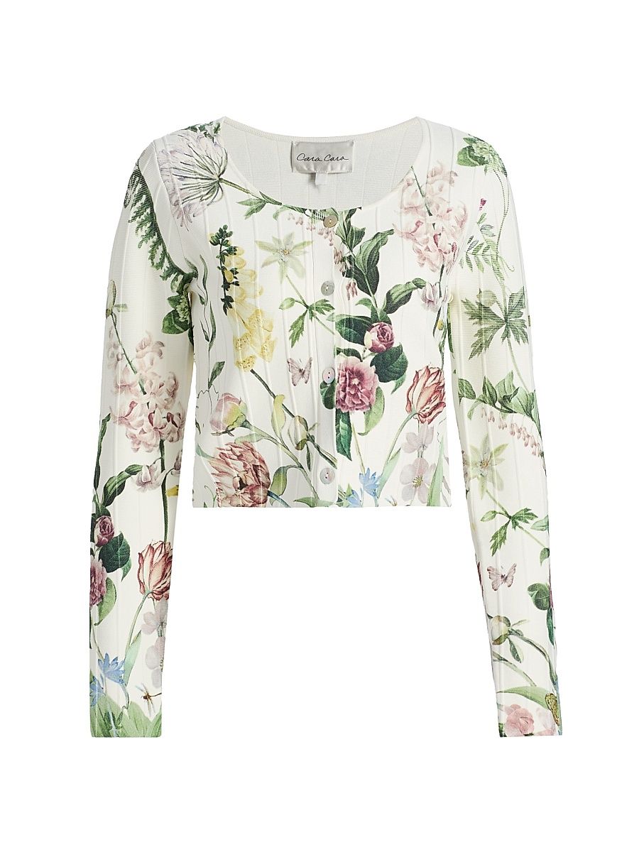 Women's Rose Floral Seamed Cardigan - Bloomsfield Ivory - Size XL