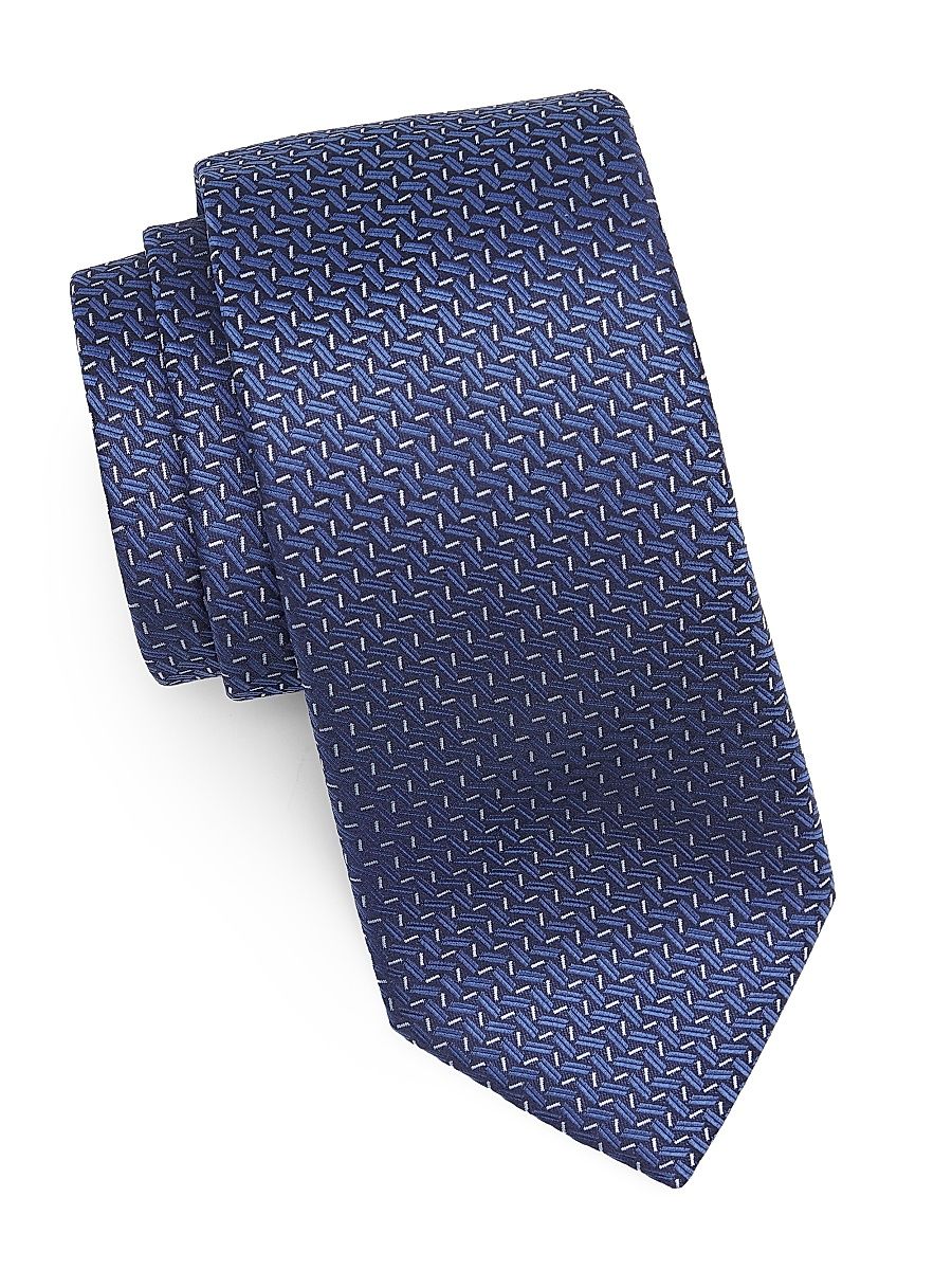 Men's Zigzag Woven Silk Tie - Blue