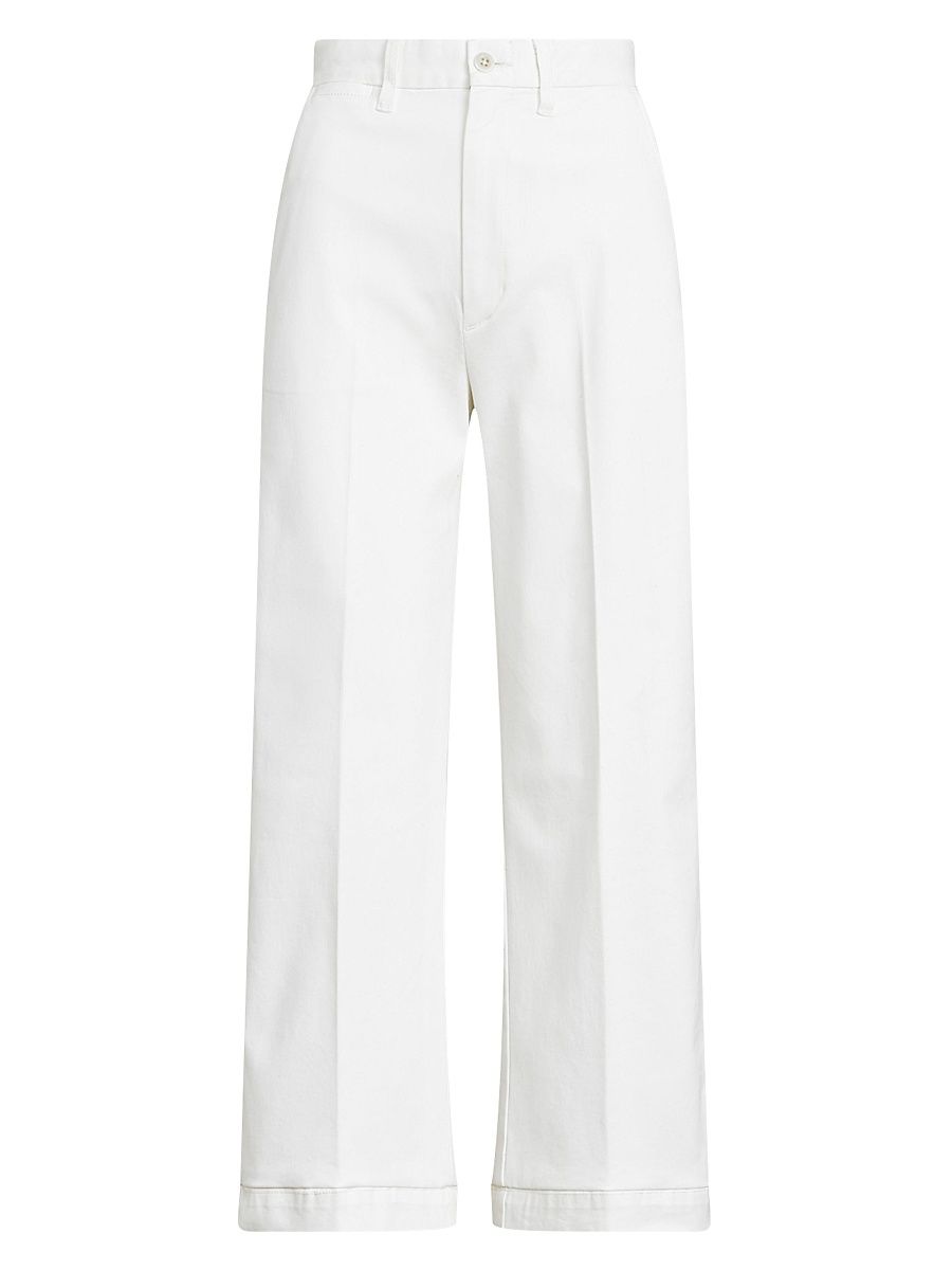 Women's Cropped Stretch-Cotton Wide-Leg Pant - Warm White - Size 8