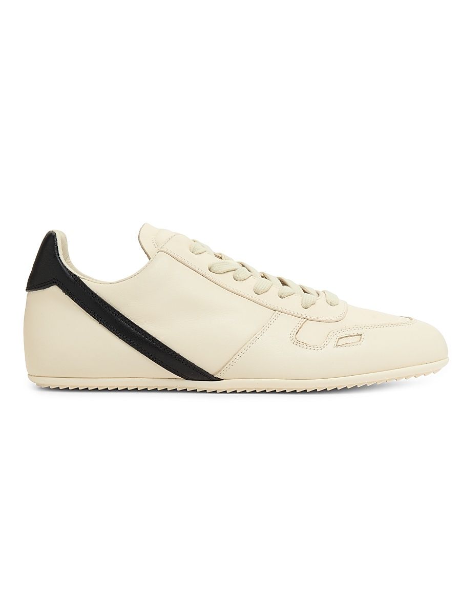 Women's Minimal Leather Low-Top Sneakers - Milk Black - Size 9