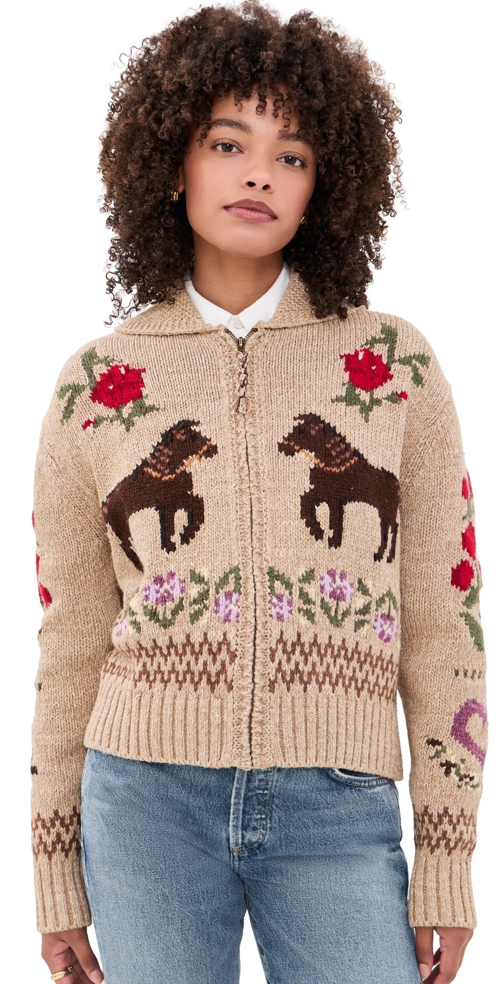 Polo Ralph Lauren Intarsia Knit Cotton Wool Shawl Cardigan Light Beige XL