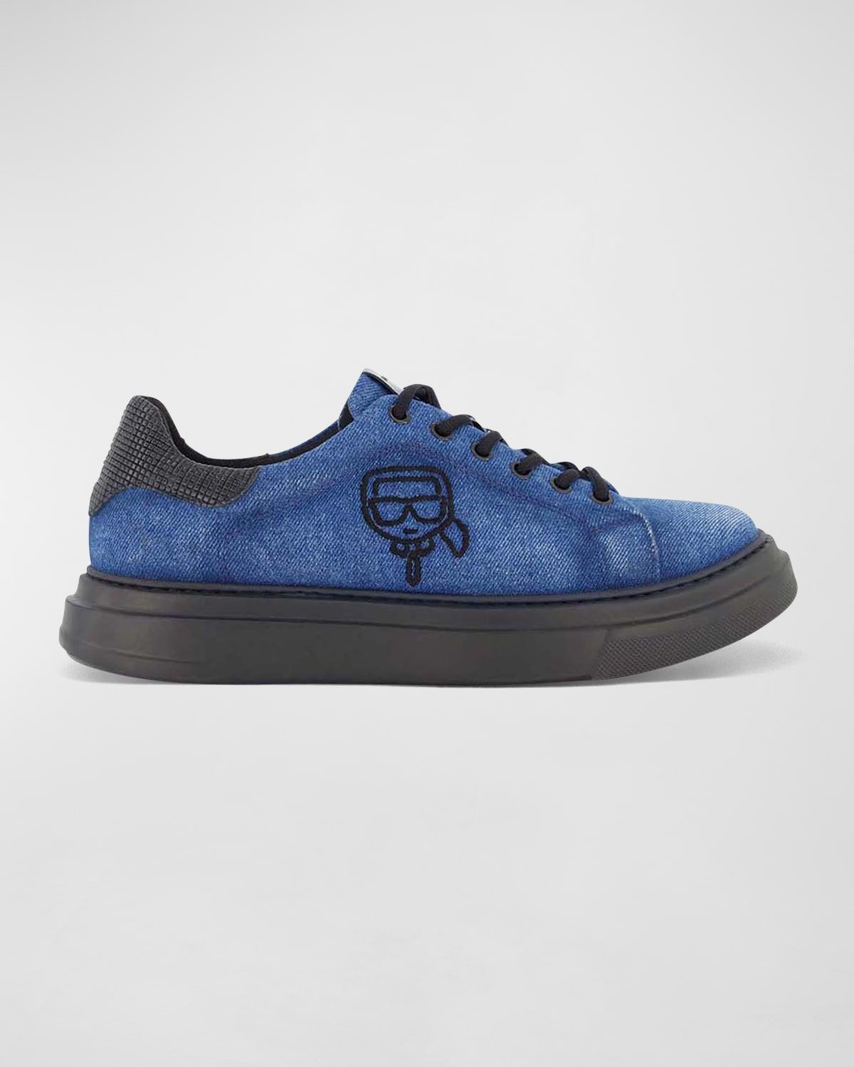 Men & apos;s Karl Head Denim and Leather Low-Top Sneakers
