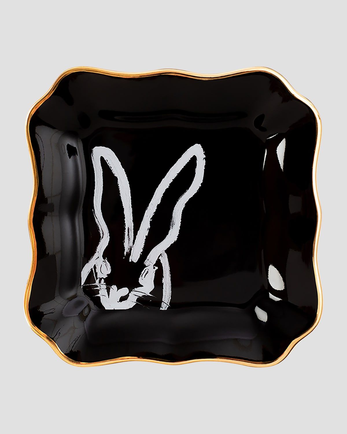 Portrait Plate with Gold Rim - Black