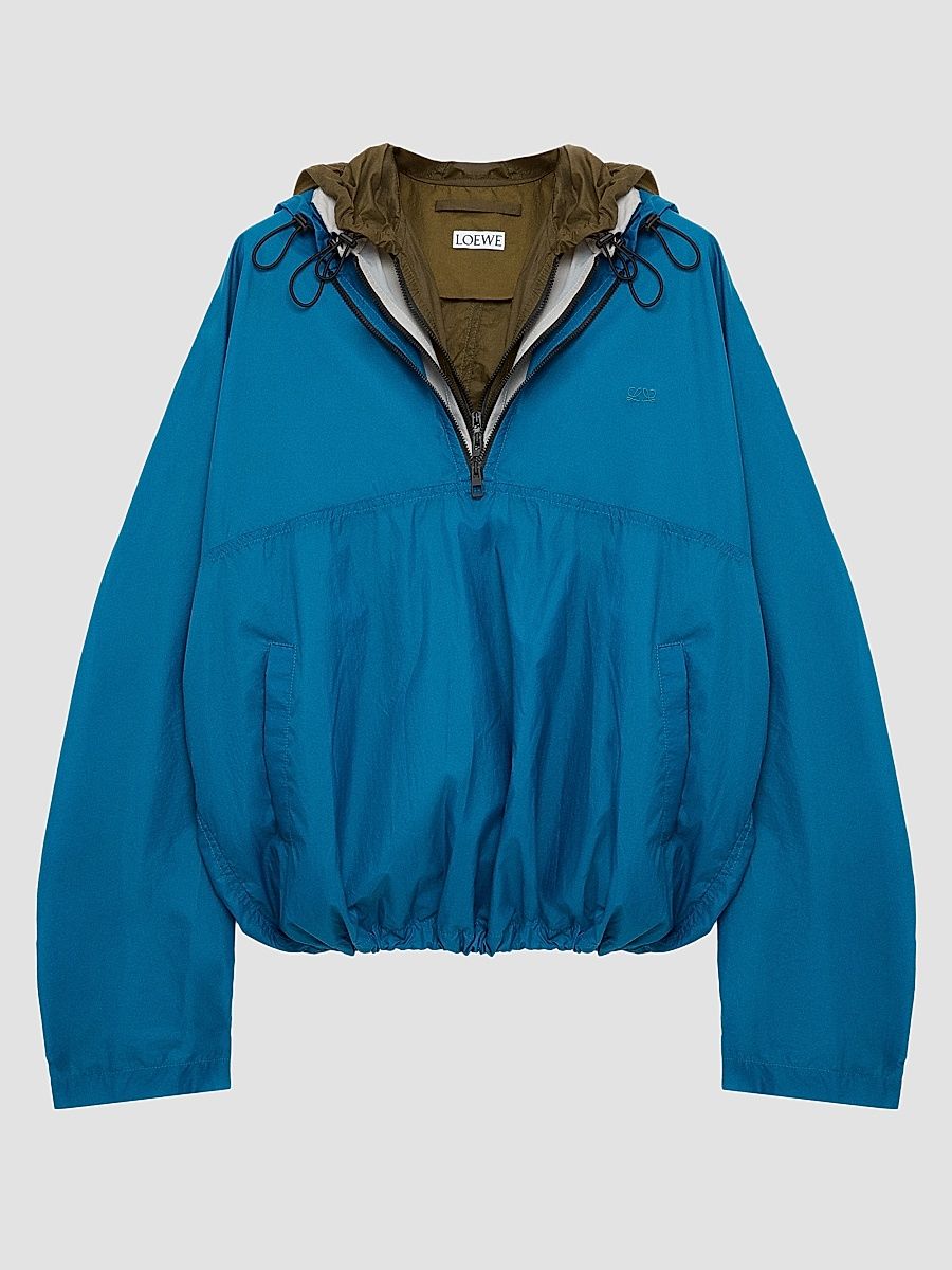 Men's Nylon-Blend Anorak Jacket - Blue - Size 42