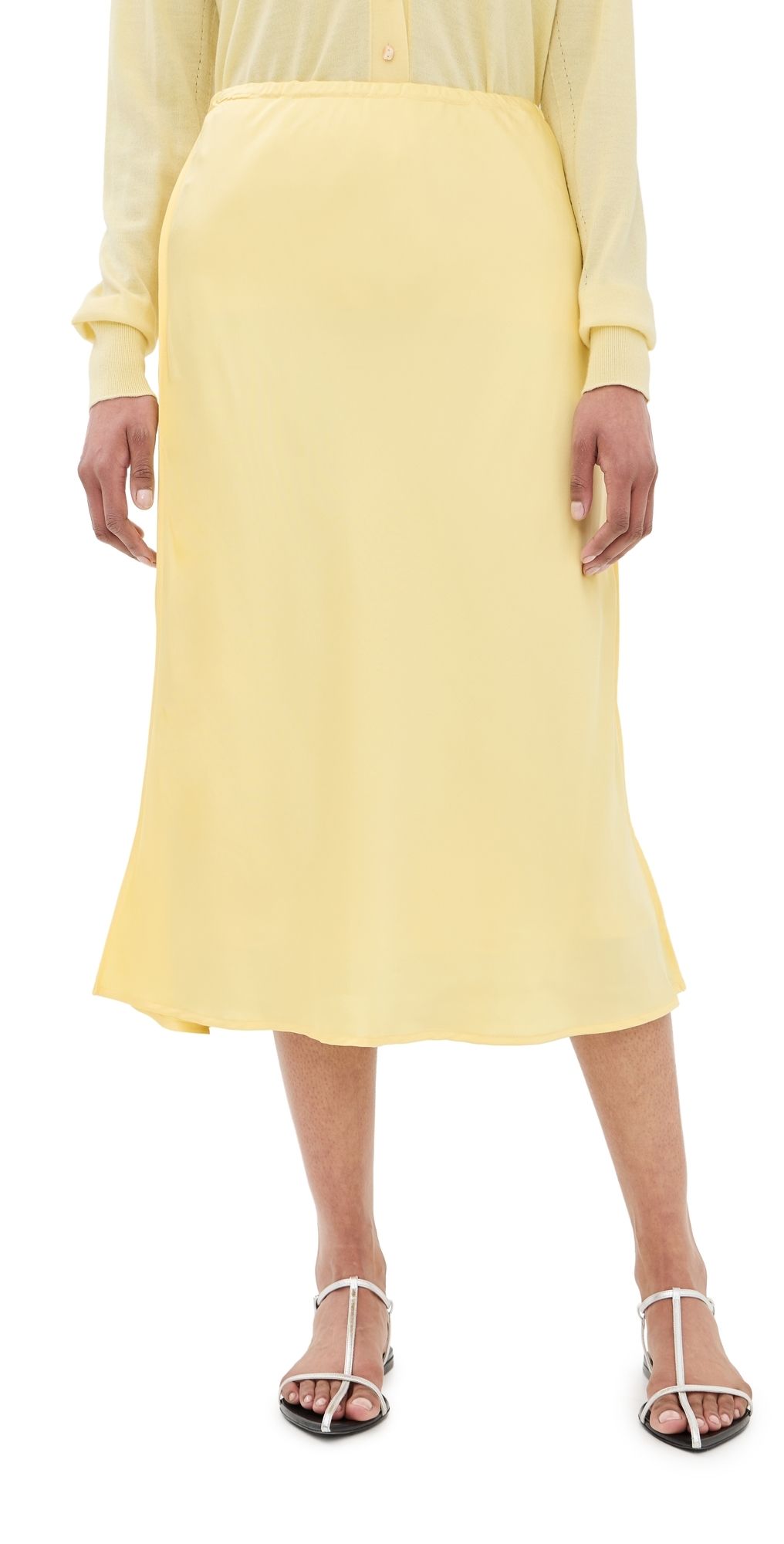 Jil Sander Satin Midi Skirt Pastel Yellow 40