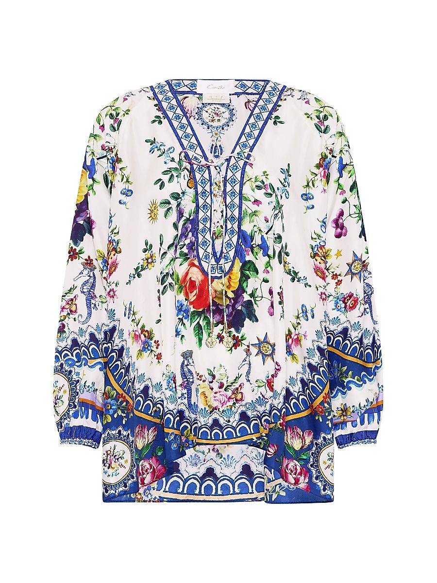 Women's Tiles Darls Silk Blouse - Tiles Darls - Size Medium