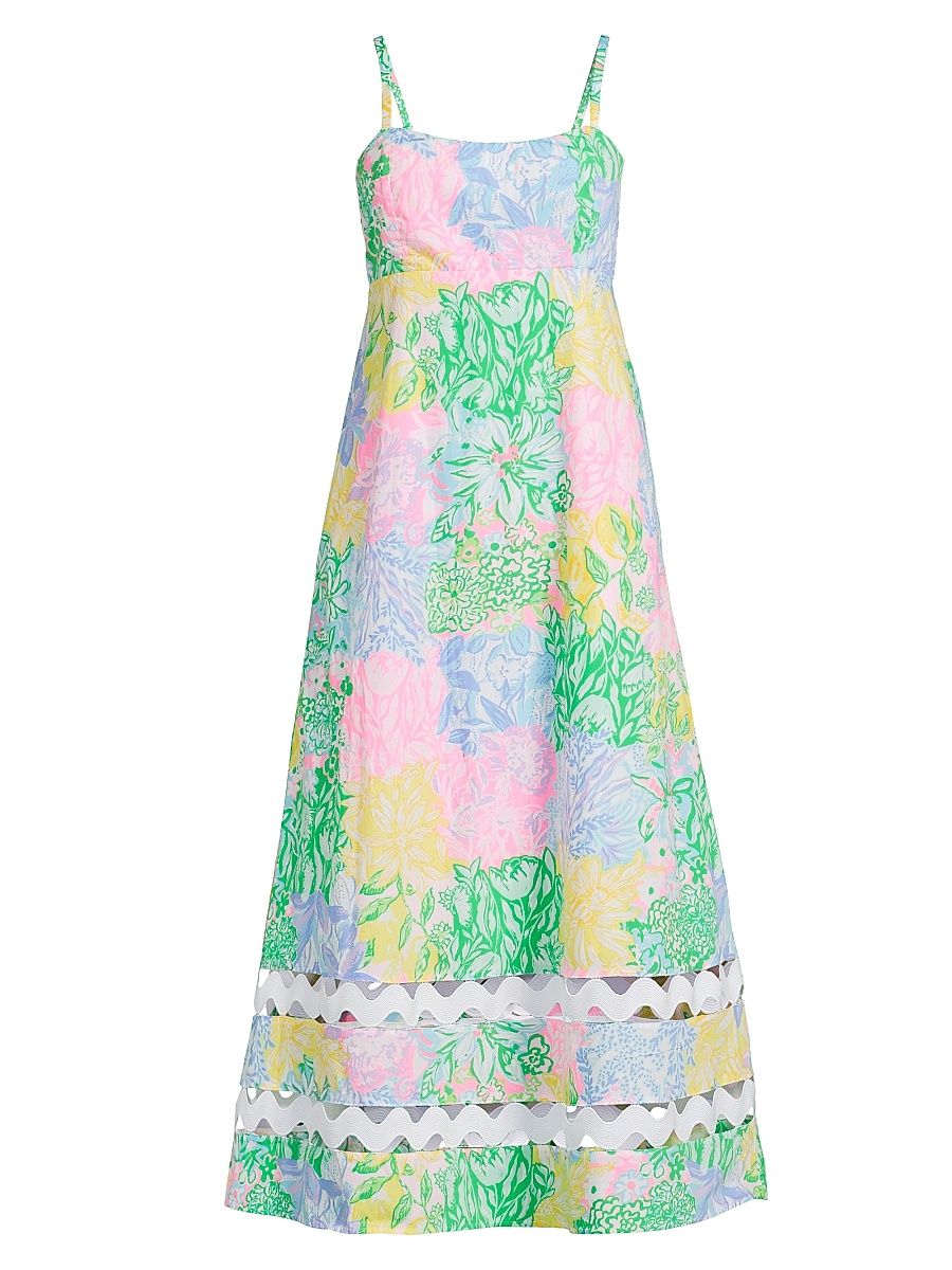 Women's Haliey Floral Cotton Midi-Dress - Multi Bright - Size 14
