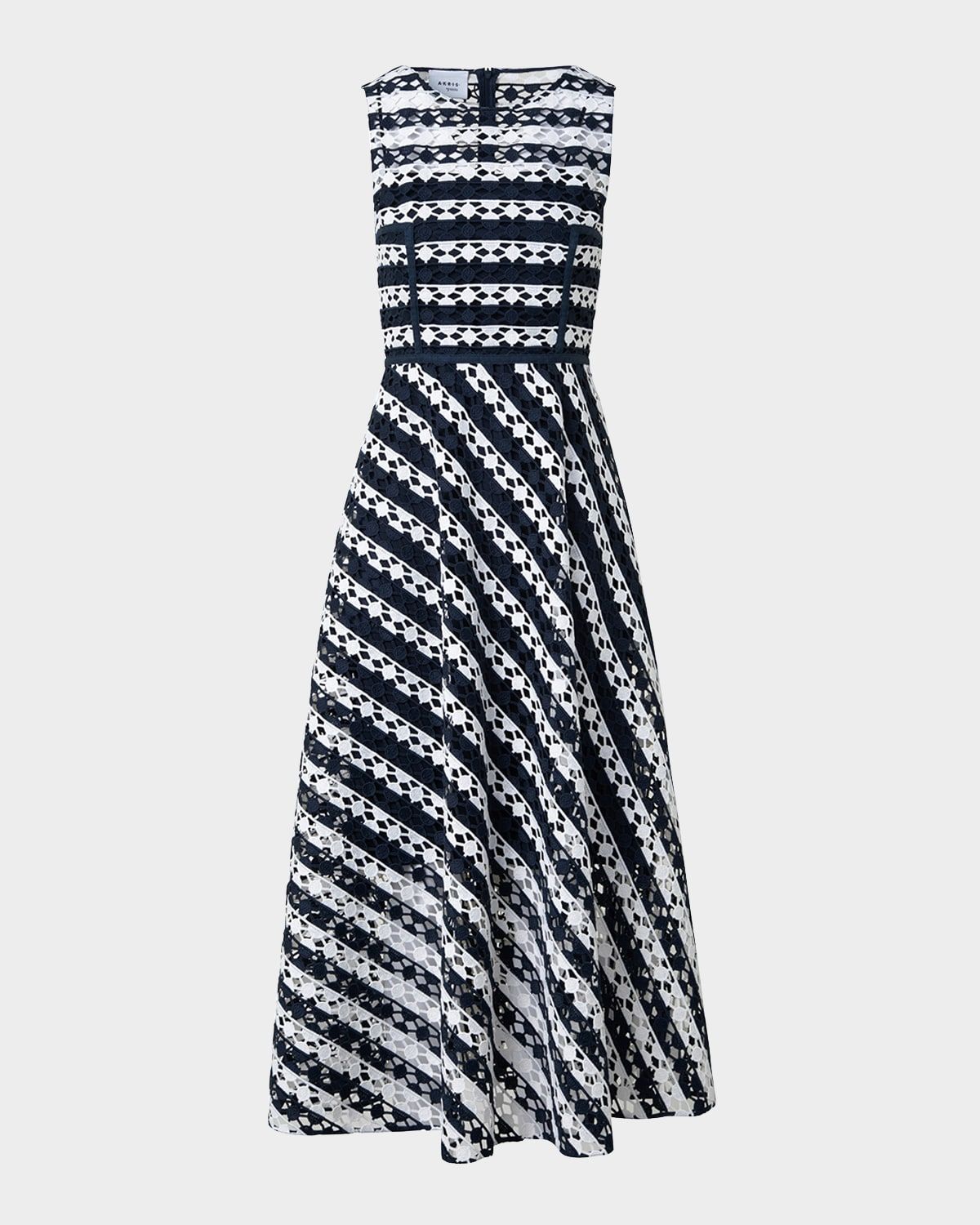 Dot Cut-Out Guipure Fit-Flare Midi Dress