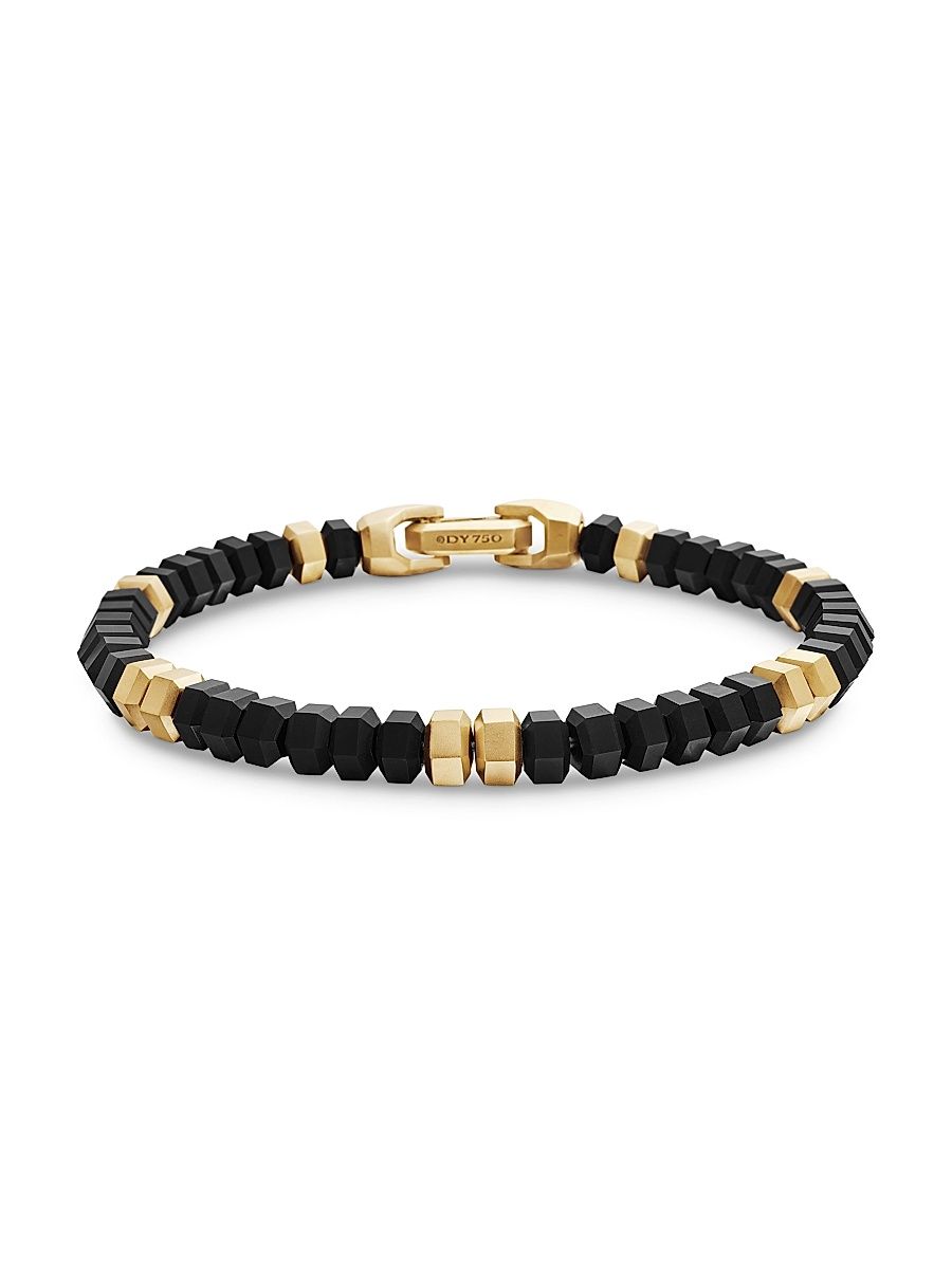 Men's Hex Bead Bracelet - Black Onyx - Size Medium