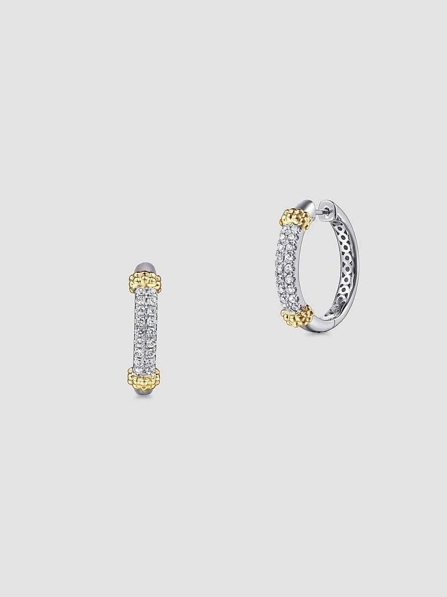 Gabriel & Co Women's Bujukan Sterling Silver, 14K Yellow Gold & White Sapphire Hoop Earrings - Sterling Silver