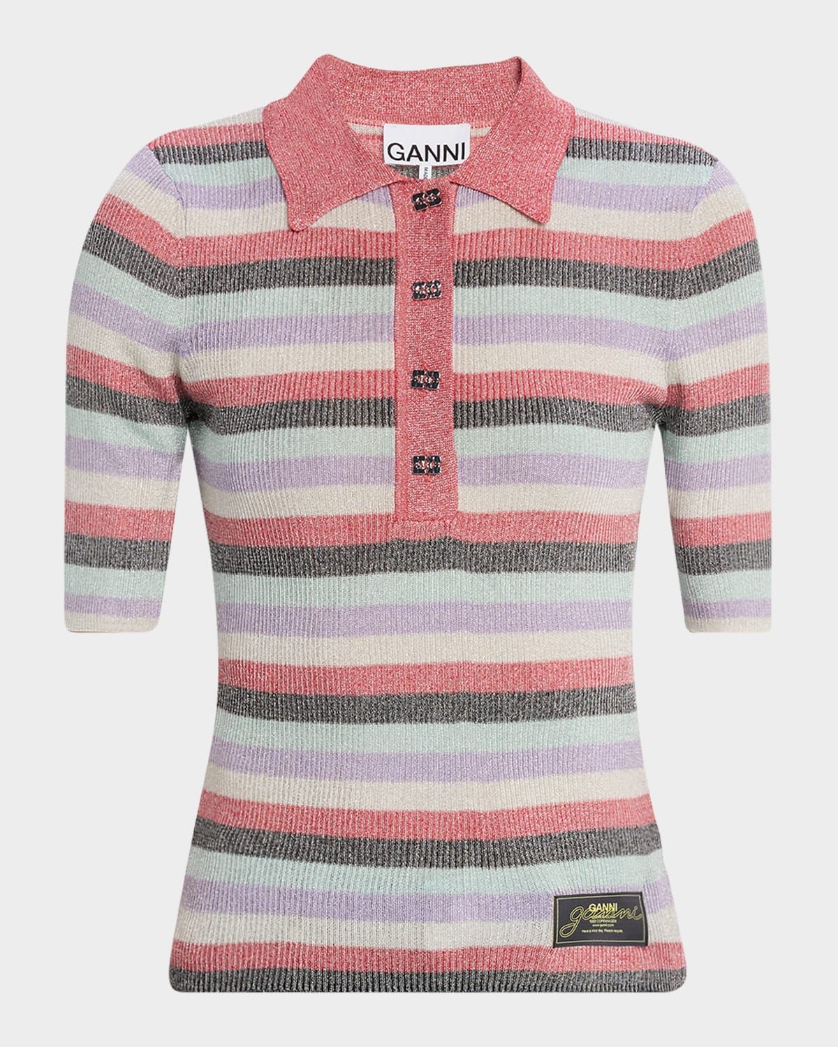 Sparkly Rib-Knit Polo