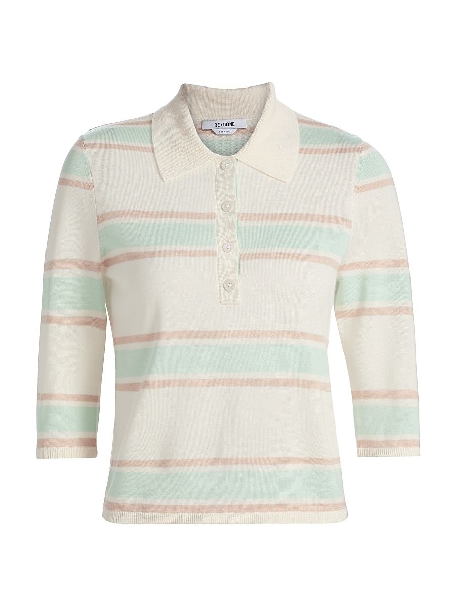 Women's Range Polo Top - Light Mint Combo - Size Large