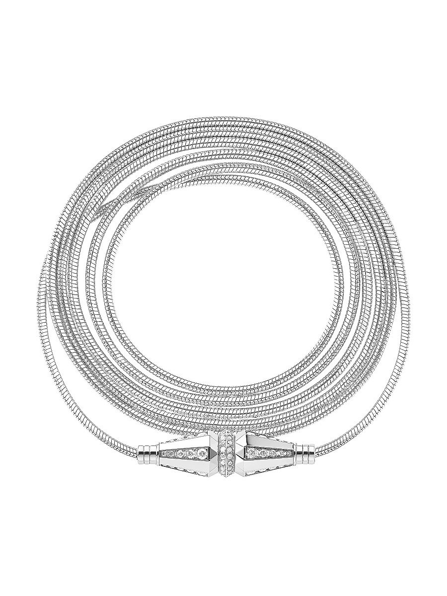 Women's Jack de Boucheron 18K White Gold & Diamond Long Cable Necklace - Diamond White Gold