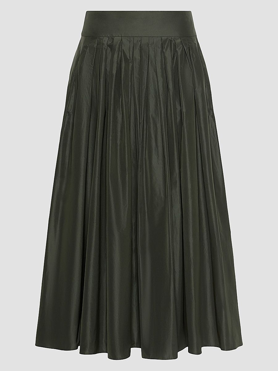 Women's Taffeta Pleated Skirt - Dark Green - Size 16