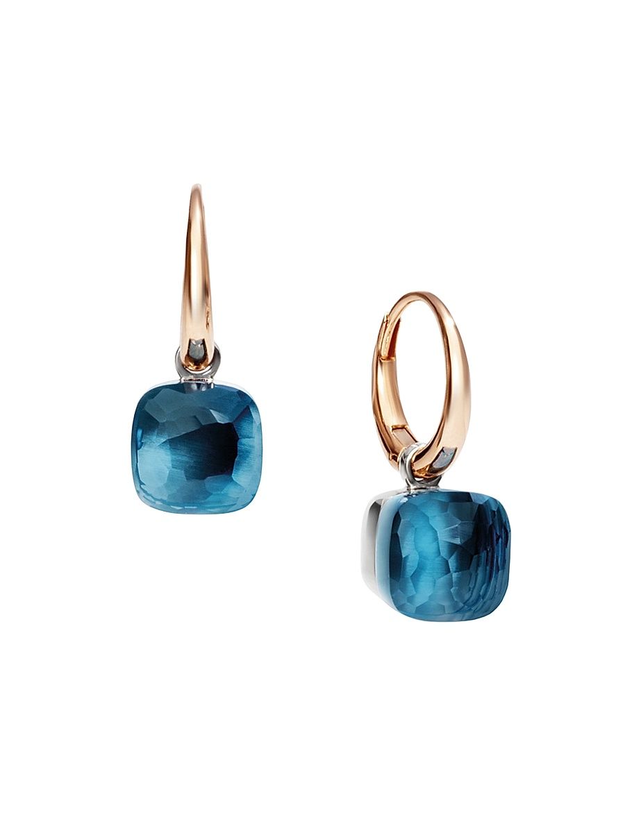 Women's Nudo Petit Two-Tone 18K Gold & London Blue Topaz Drop Earrings