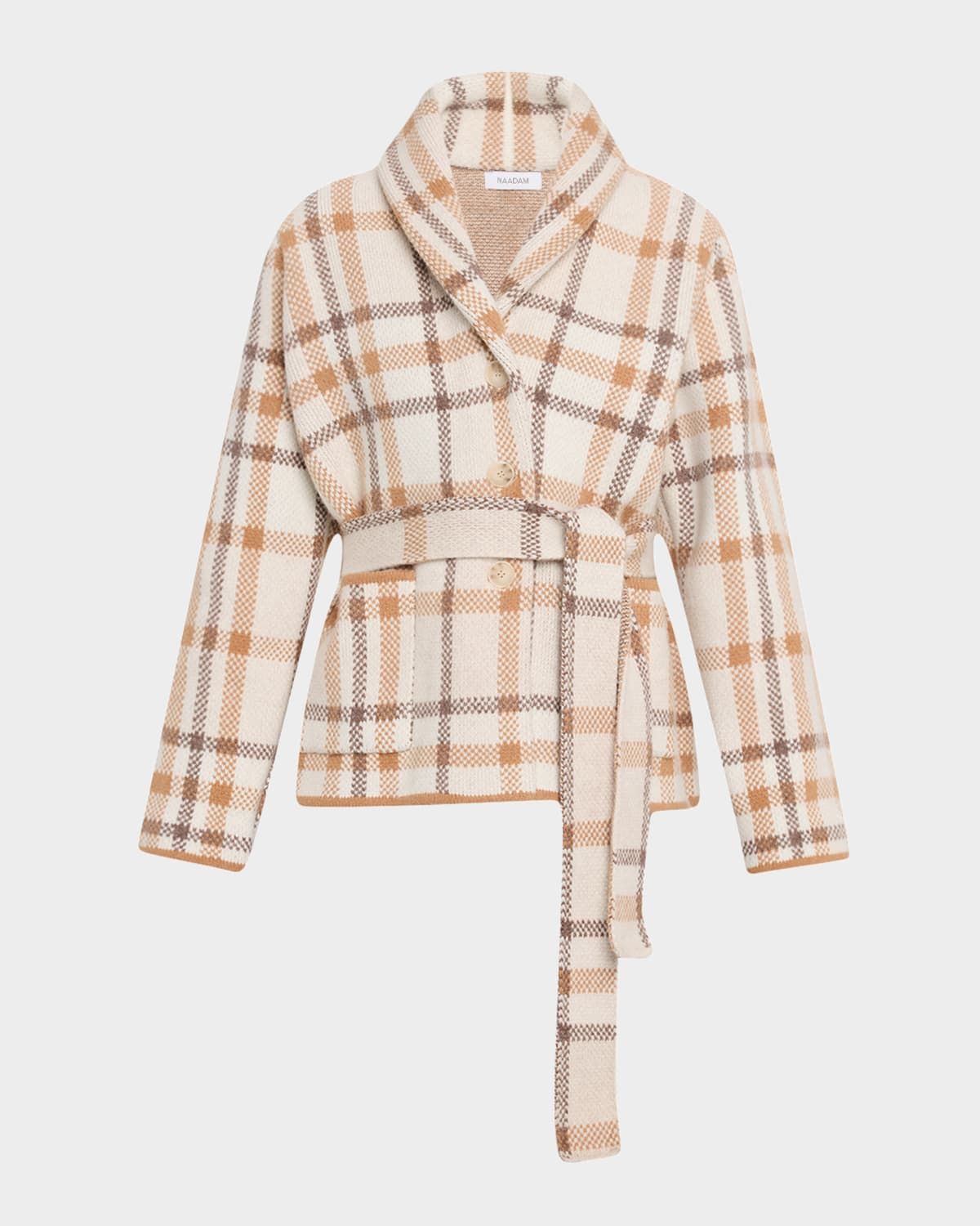 Super Luxe Plaid Jacquard Wrap Coat