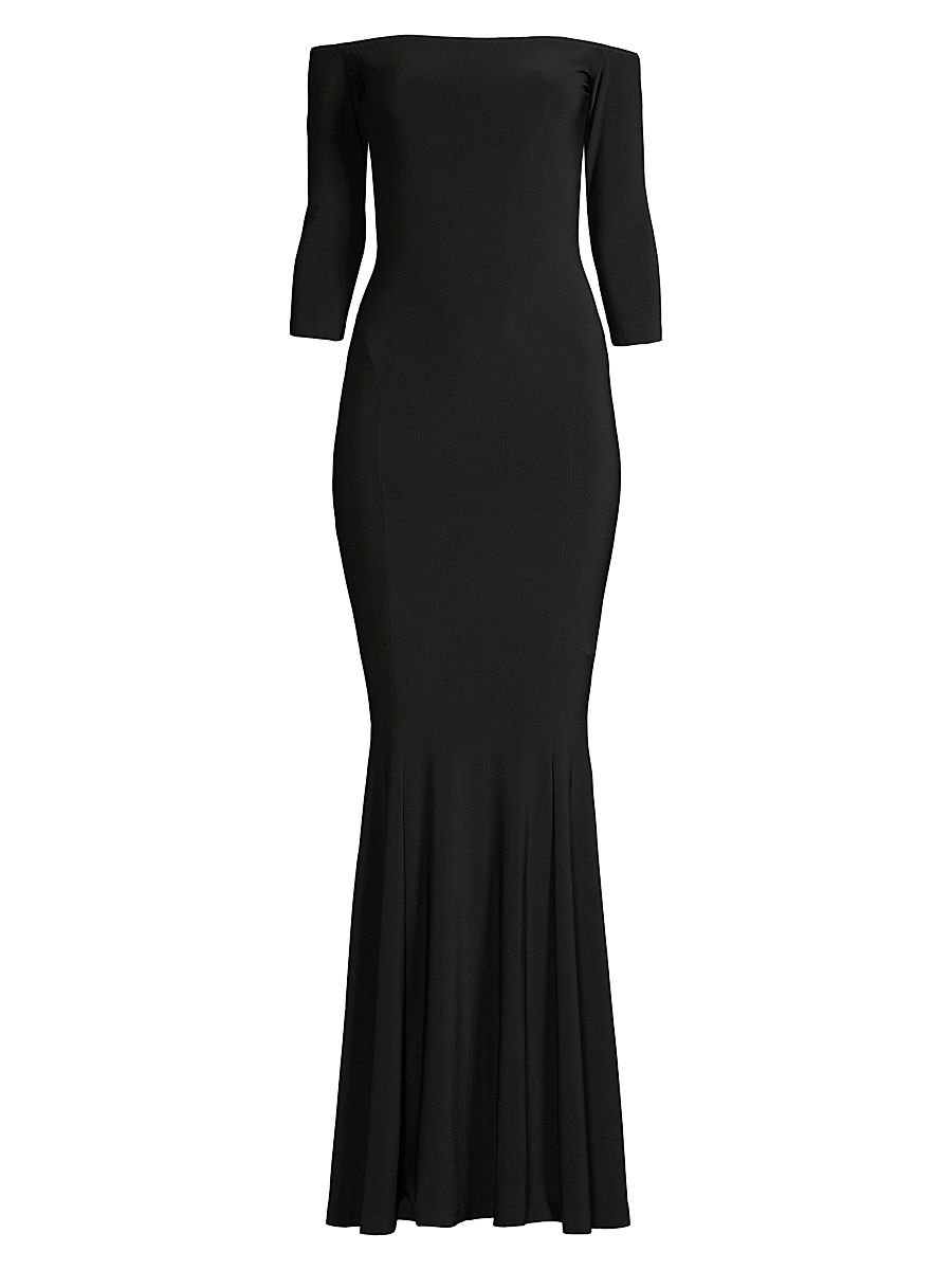 Women's Off Shoulder Fishtail Gown - Black - Size Small