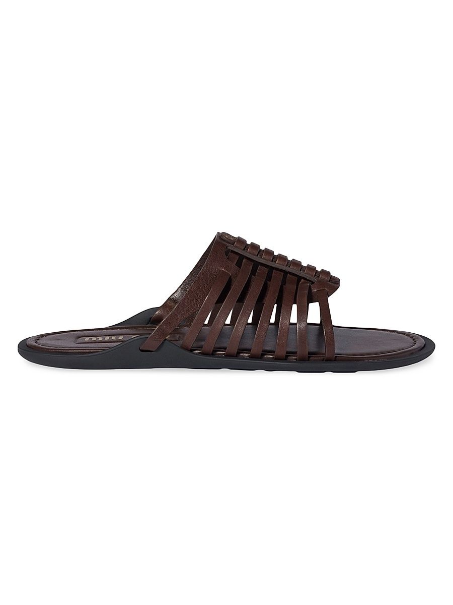 Women's Nappa Leather Slides - Brown - Size 11