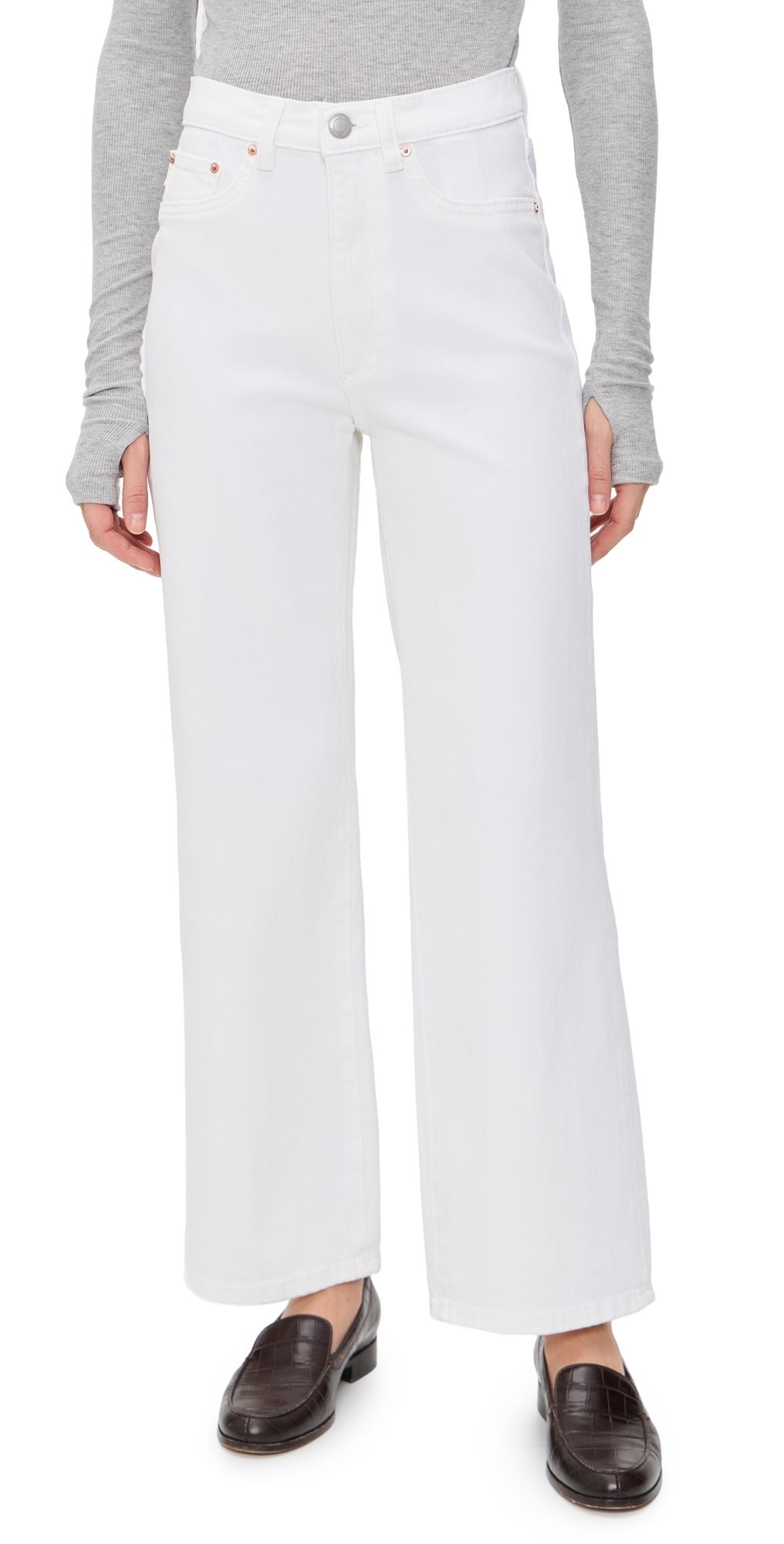 DL1961 Karmine Refined Wide Leg High Rise Jeans White 30