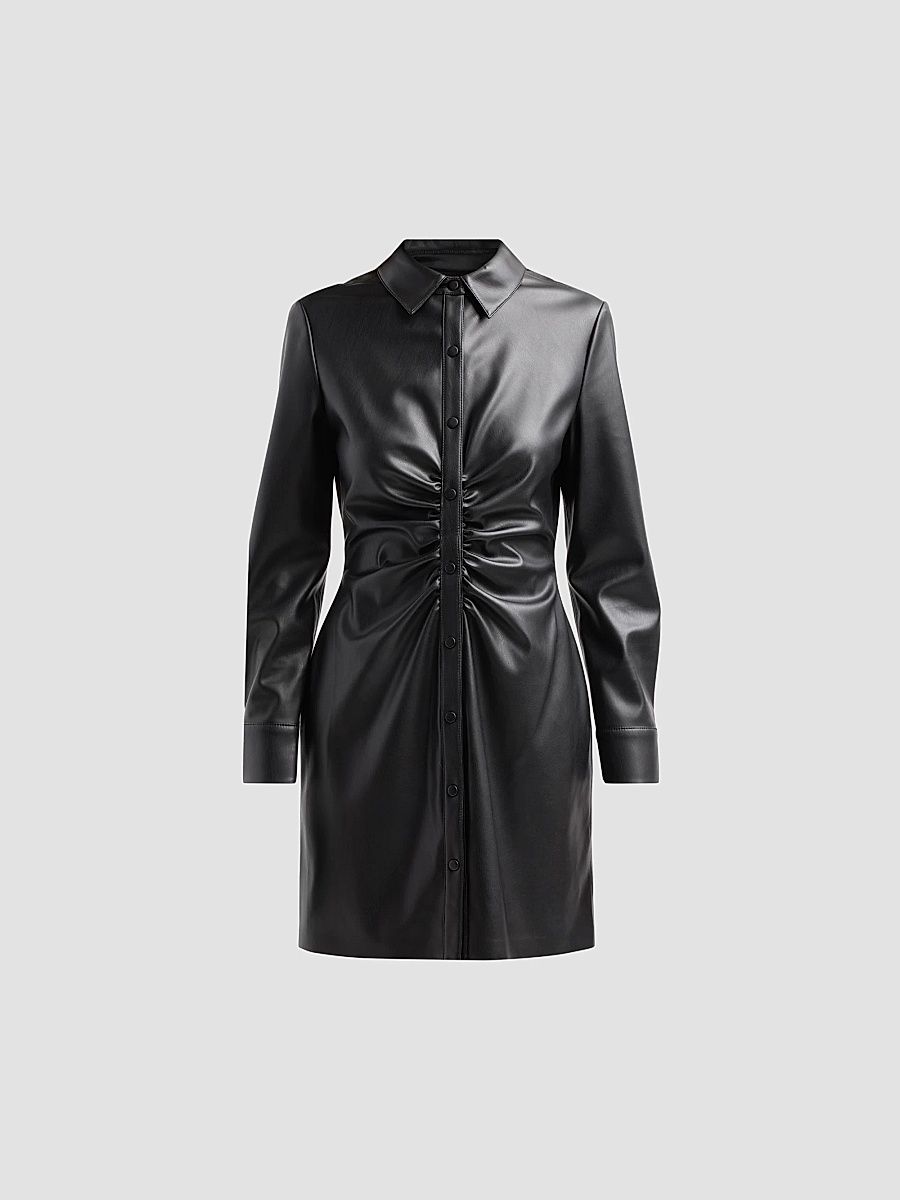 Milly Women's Reid Faux Leather Mini Dress - Black - Size 12