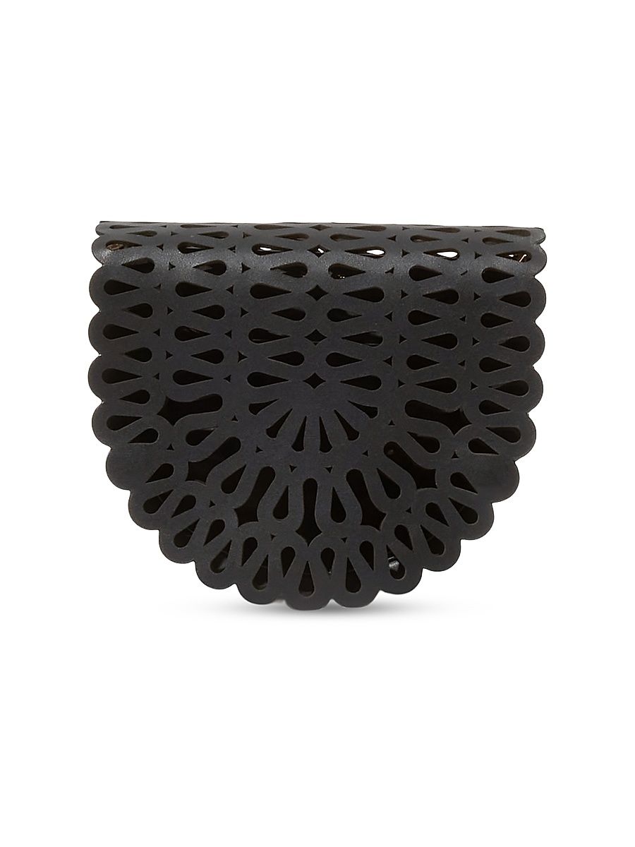 Women's McCall Laser-Cut Leather Saddle Bag - Black