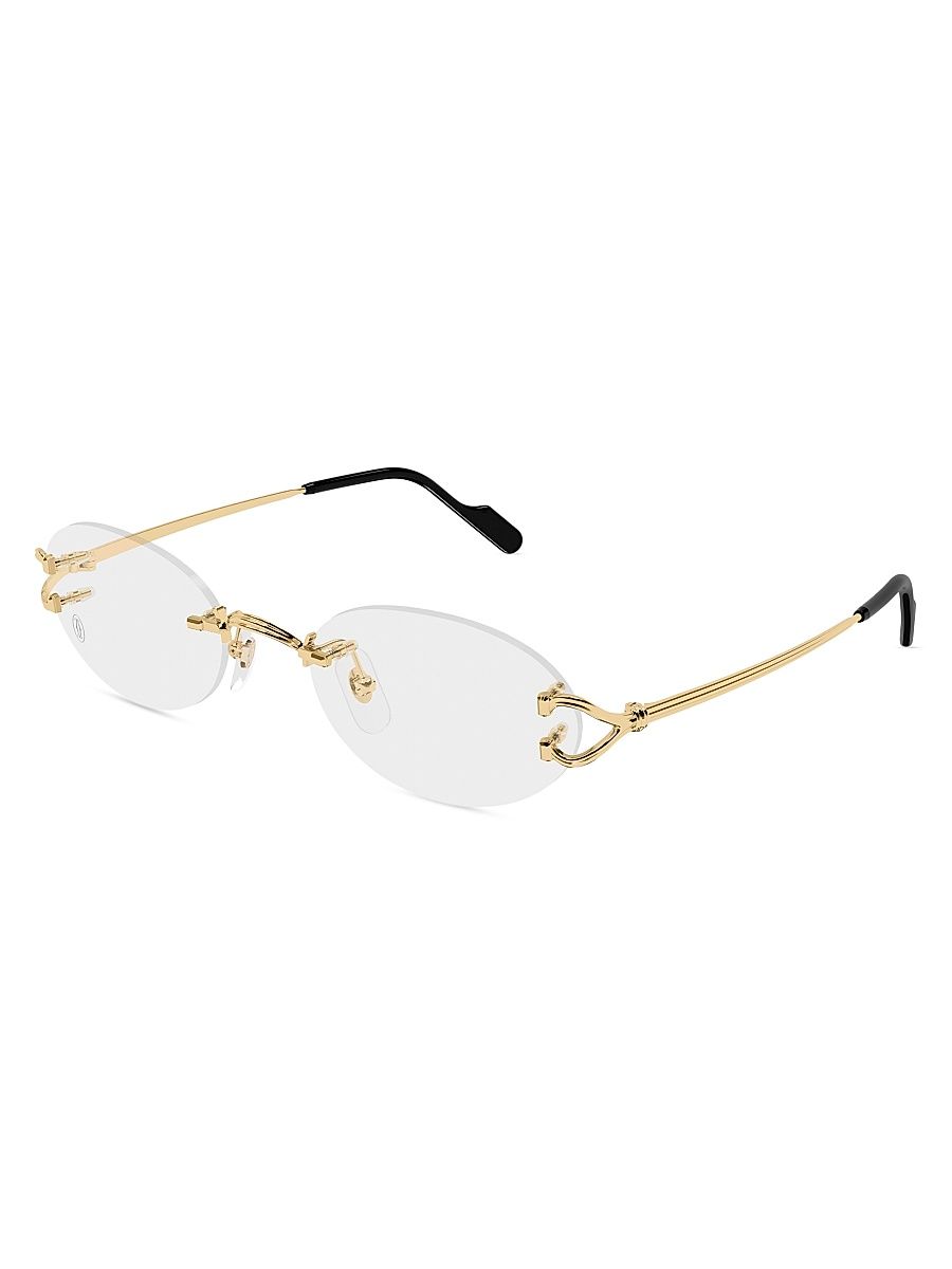 Women's C Décor 52MM 24K-Gold-Plated Oval Optical Glasses - Gold Clear