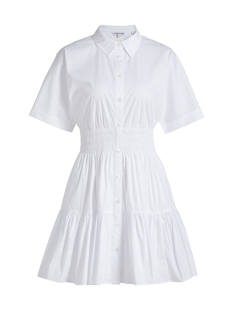 Women's Greta Smocked Poplin Mini Shirtdress - White - Size 4