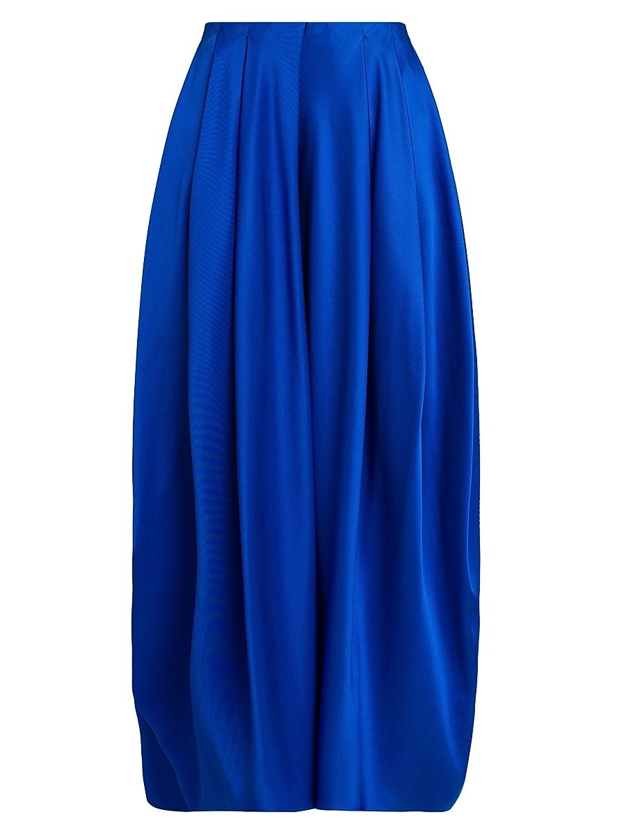 Women's Pleated Silk Satin Skirt - Humming Bird - Size 4