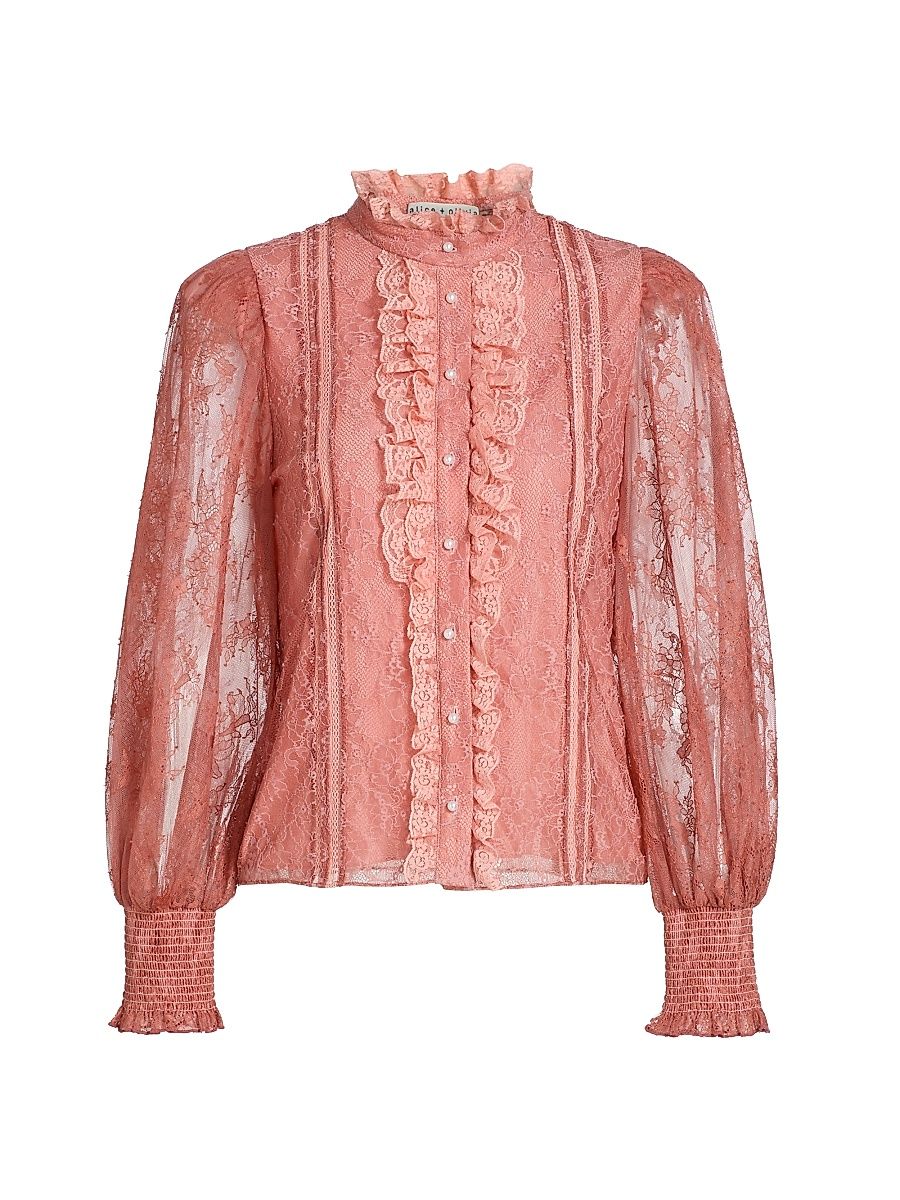 Women's Eugenia Lace Handkerchief Blouse - Bohemian Rose - Size Large
