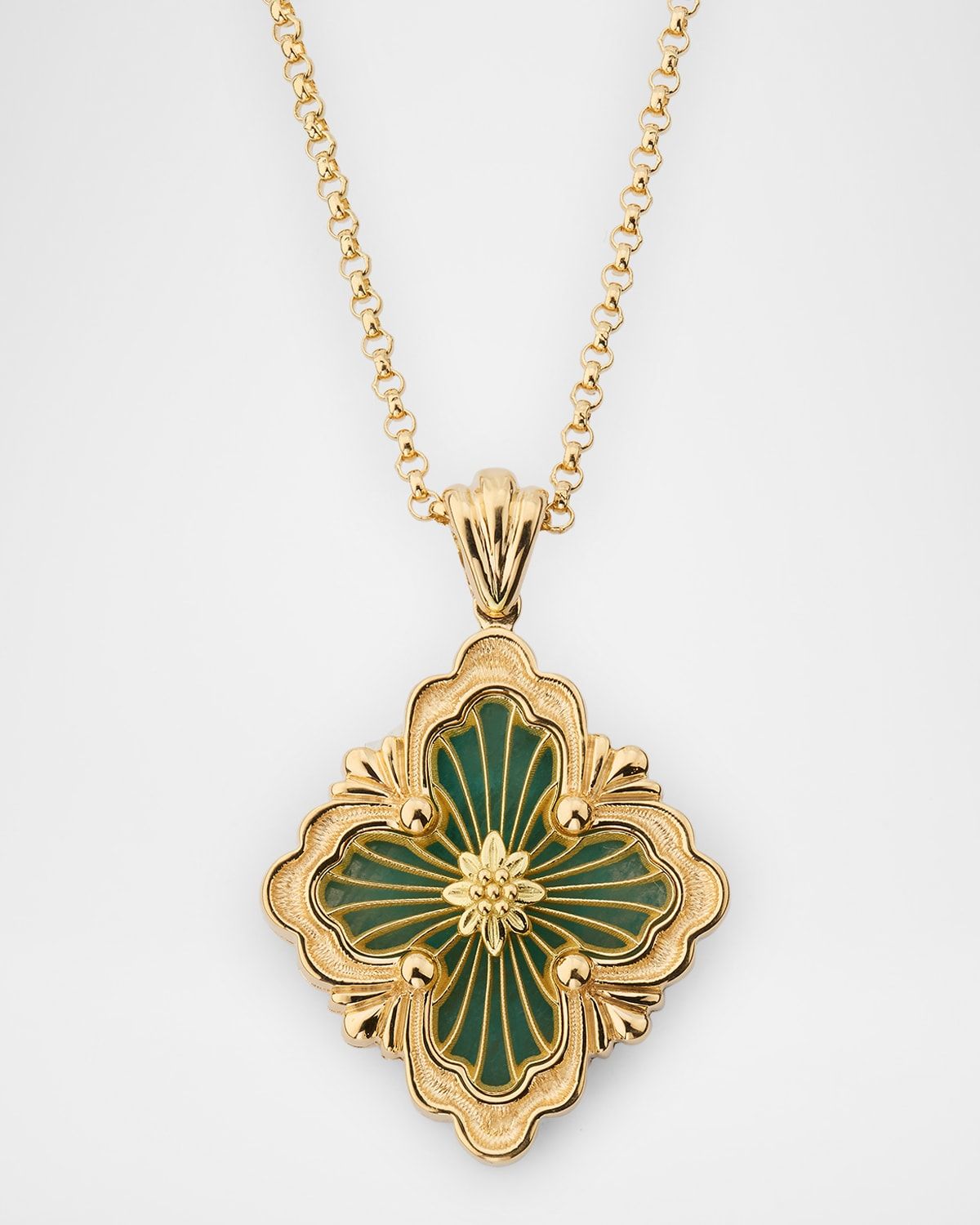 Opera Tulle 18K Yellow Gold Amazonite Pendant Necklace, Large