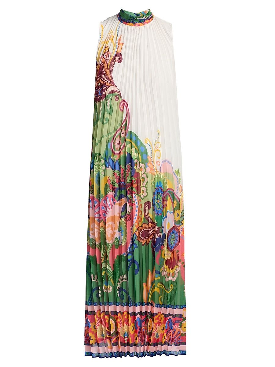 Women's The Reilley Celestial Paisley Pleated Midi-Dress - Celestial Paisley - Size XL