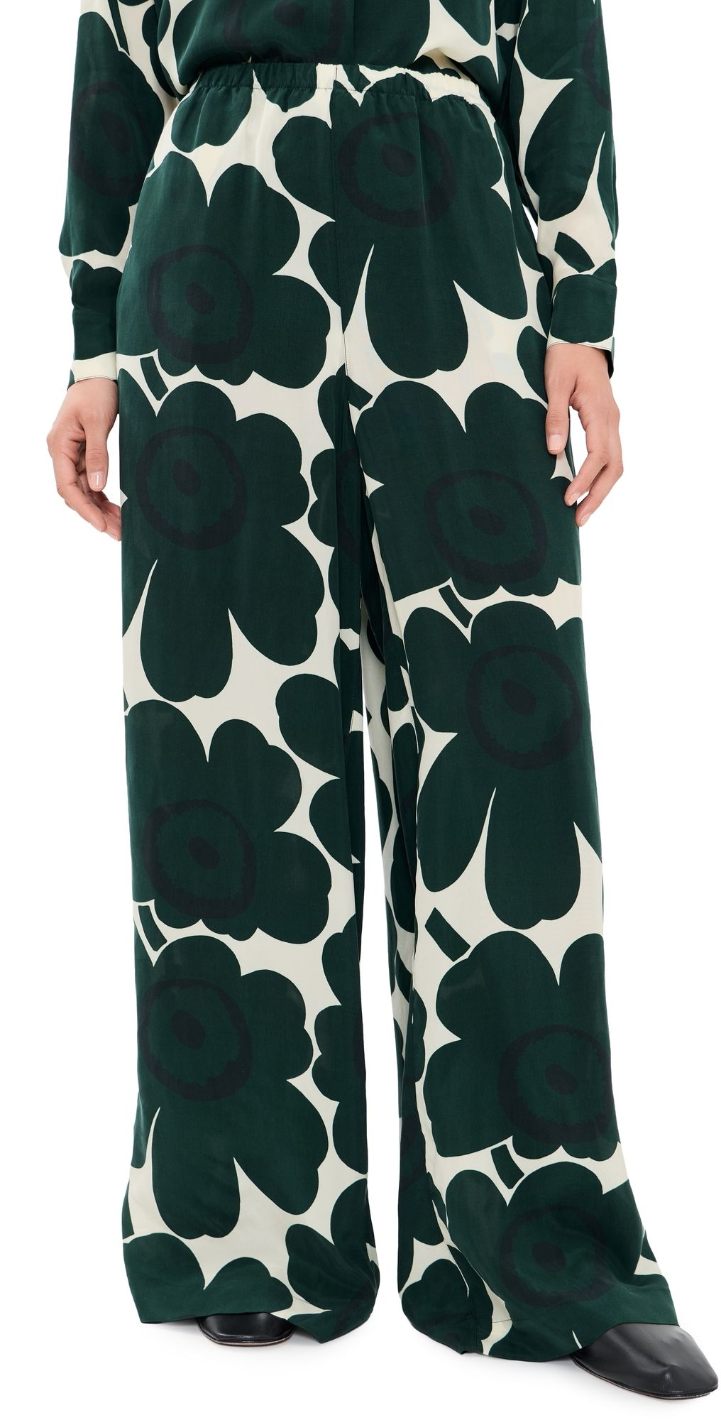 Marimekko Kaaos Unikko Trousers Dark Green/Light Yellow XL