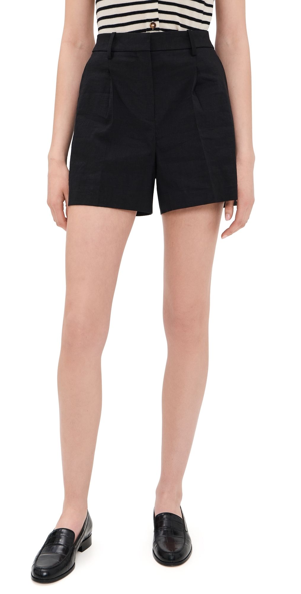 Theory Fluid Pleated Shorts Black 0