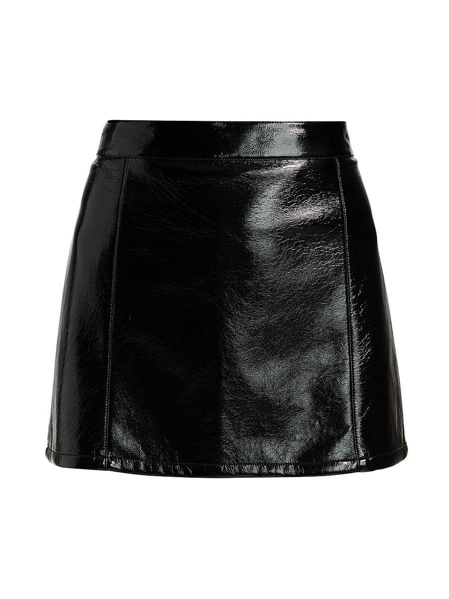Women's Faux Patent Leather Micro Miniskirt - Black - Size 14