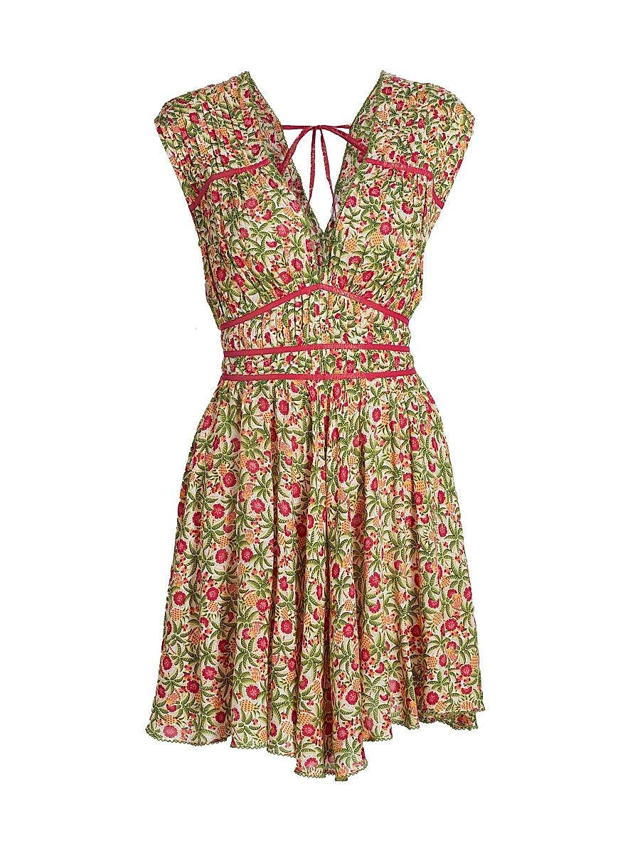 Women's Ciao Floral Piped Minidress - Pink Honolulu - Size XS