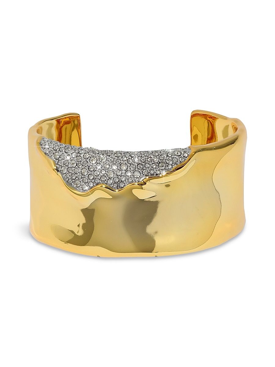 Women's Solanales Two-Tone & Glass Crystal Wide Cuff - Gold