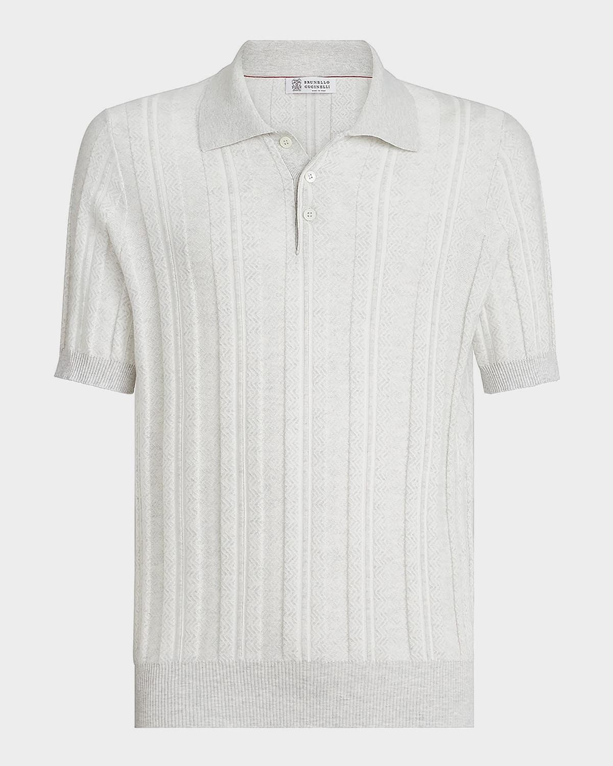 Men & apos;s Cotton Jacquard Rib-Knit Polo Shirt
