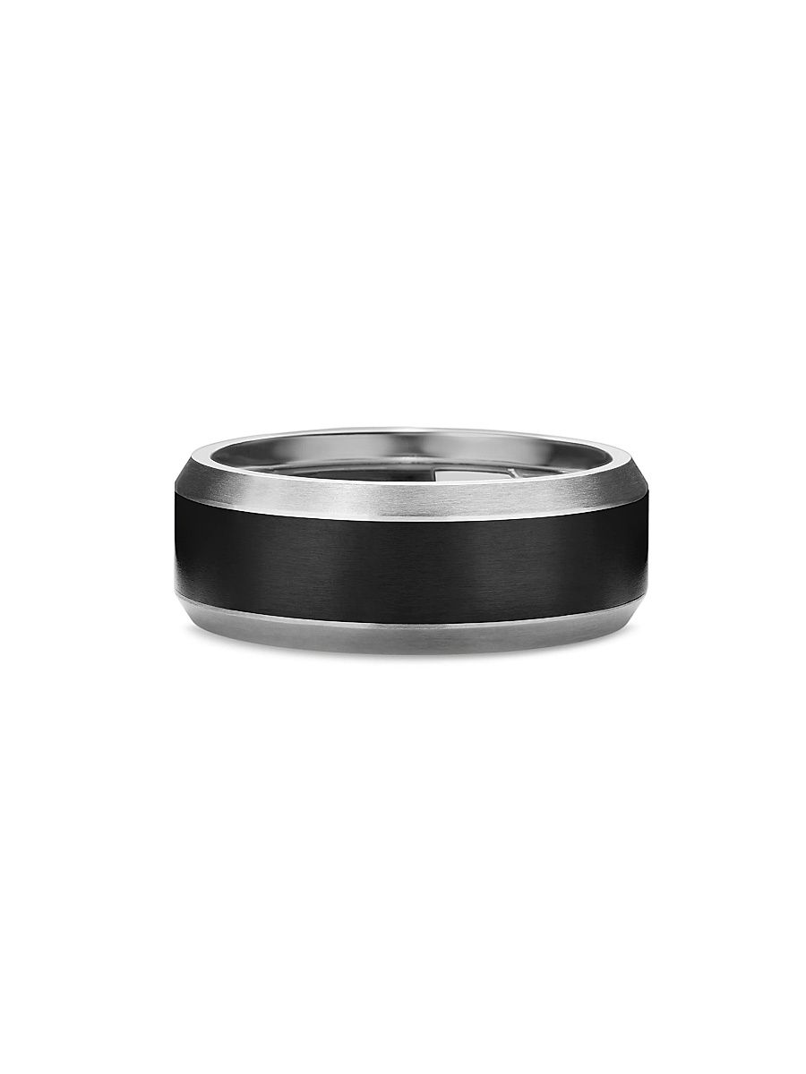 Men's Beveled Band Ring in Grey Titanium - Titanium - Size 11