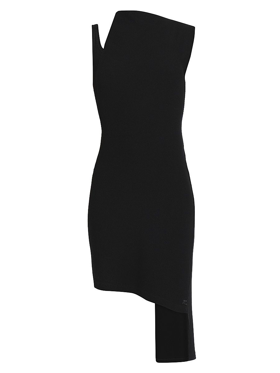Women's Oblique Asymmetric Sheath Dress - Black - Size XS