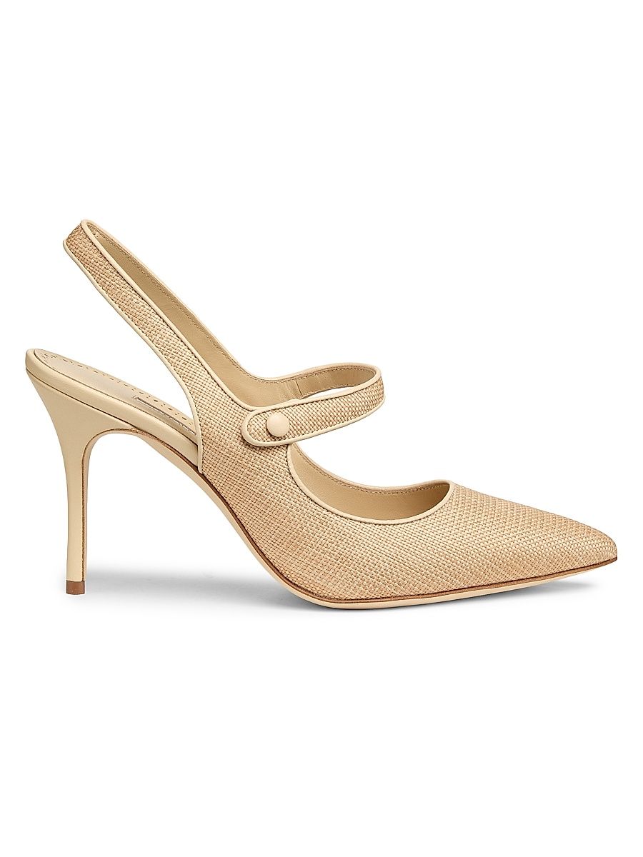 Women's Camparisli 90MM Raffia Mary Jane Pumps - Gold - Size 12