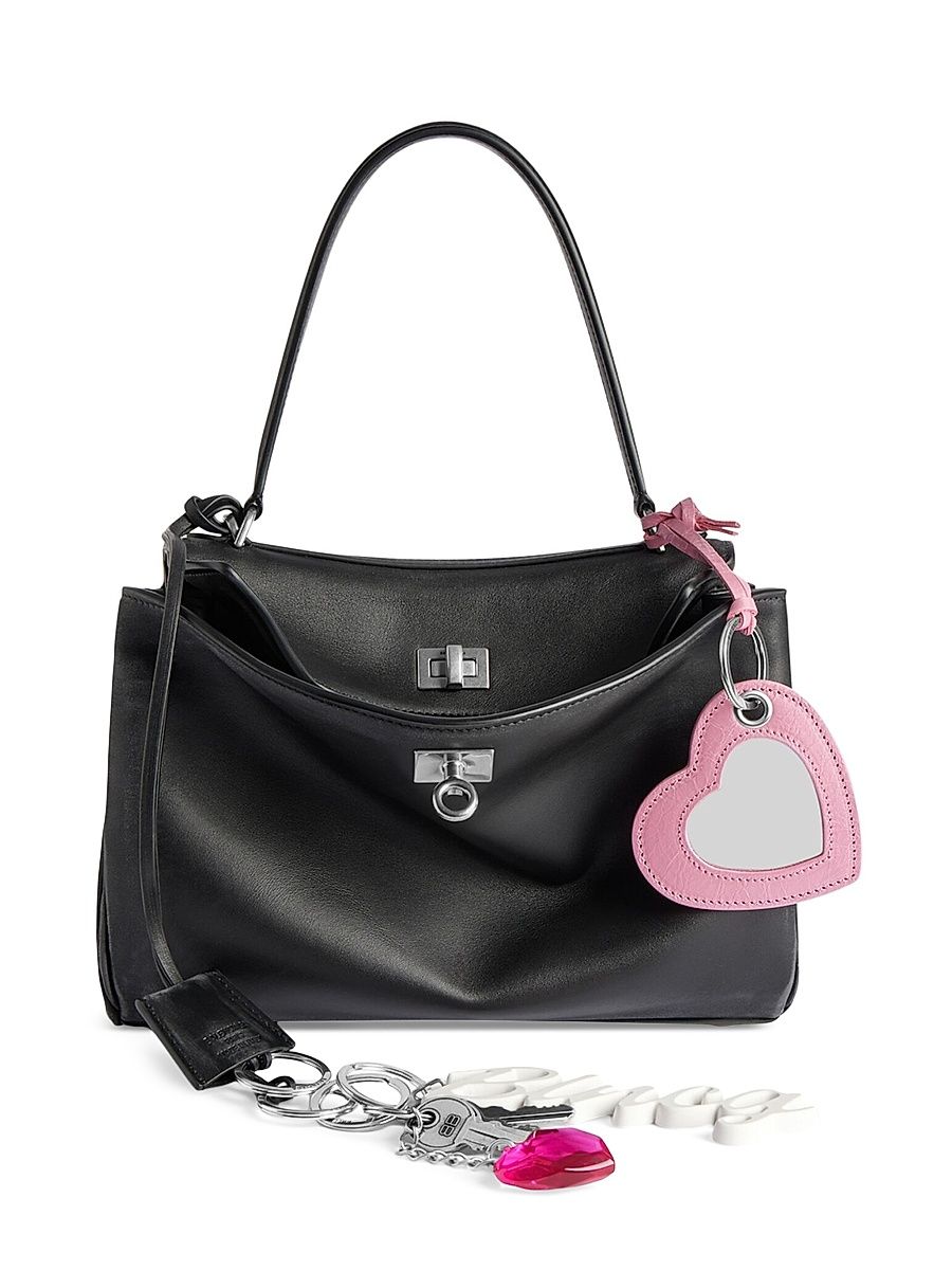 Women's Rodeo Small Handbag Used Effect with One Charm - Black