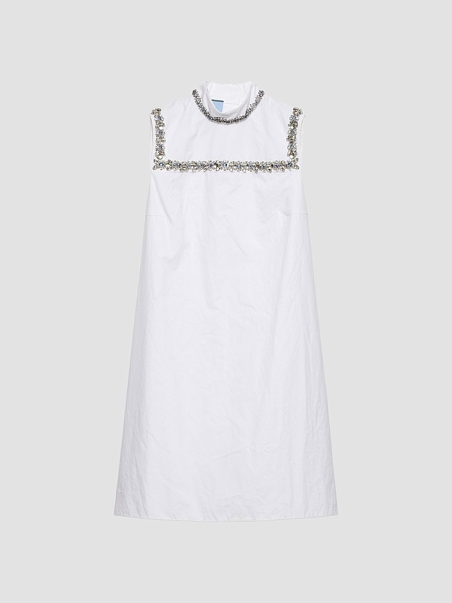 Women's Embroidered Old Reps Fabric Mini-Dress - White - Size 8