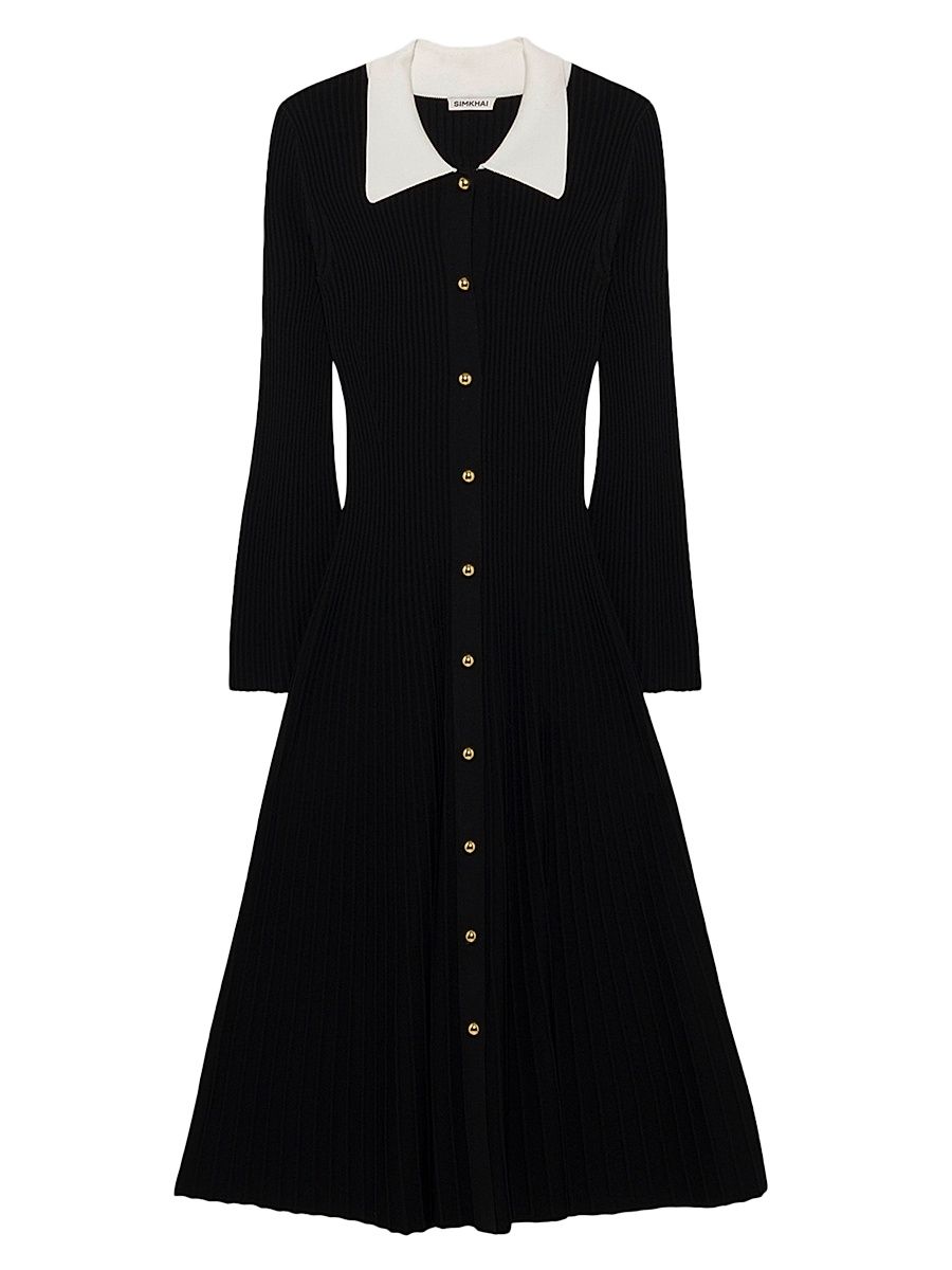 Women's Philippa Fit & Flare Midi-Dress - Black - Size Small